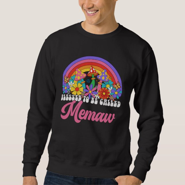 Sudadera Blessed To Be Called Memaw Rainbow Groovy Hippie F (Anverso)