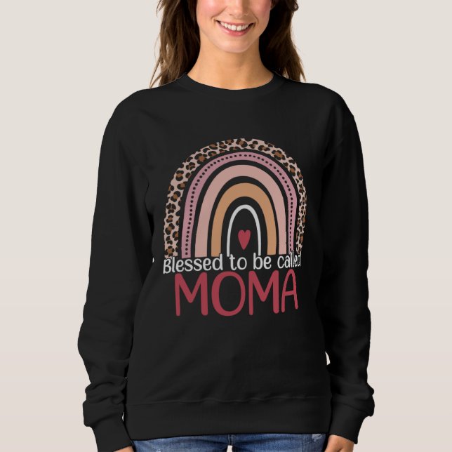 Sudadera Blessed To Be Called Moma Rainbow Leopard Print Mo (Anverso)