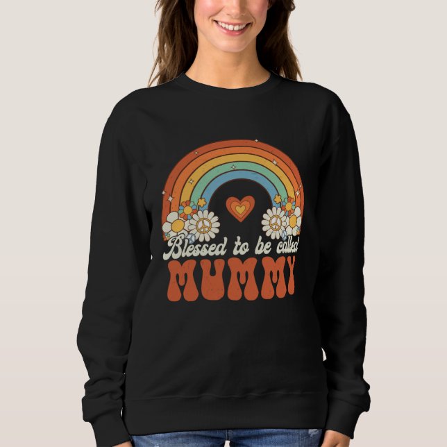 Sudadera Blessed To Be Called Mummy Groovy Rainbow Mothers  (Anverso)