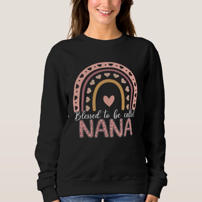 Sudadera Blessed To Be Called Nana Leopard Rainbow Cute Mom (Anverso)