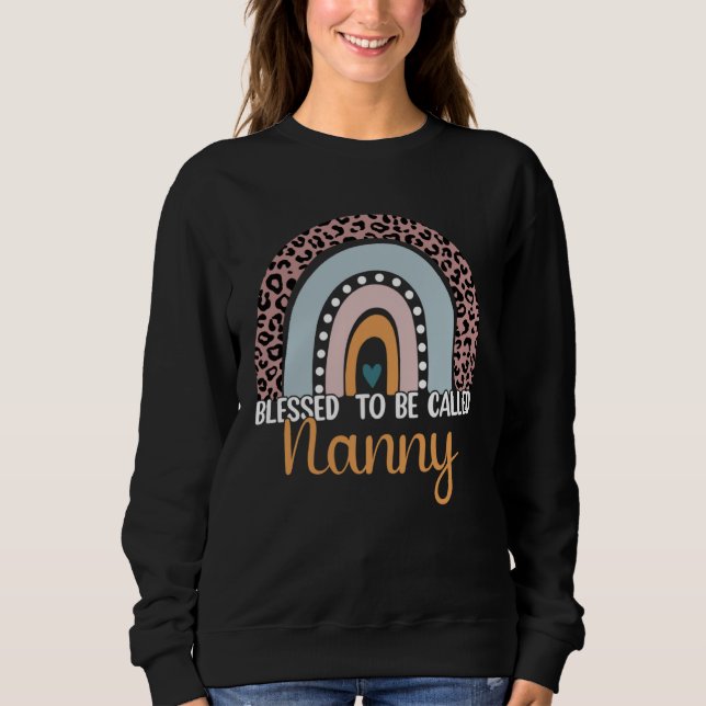 Sudadera Blessed To Be Called Nanny Rainbow Leopard Cute Mo (Anverso)