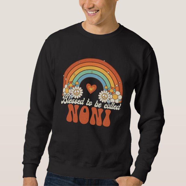 Sudadera Blessed To Be Called Noni Groovy Rainbow Mother s  (Anverso)