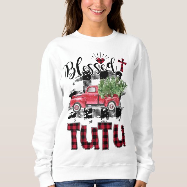 Sudadera Blessed Tutu Red plaid Christmas (Anverso)