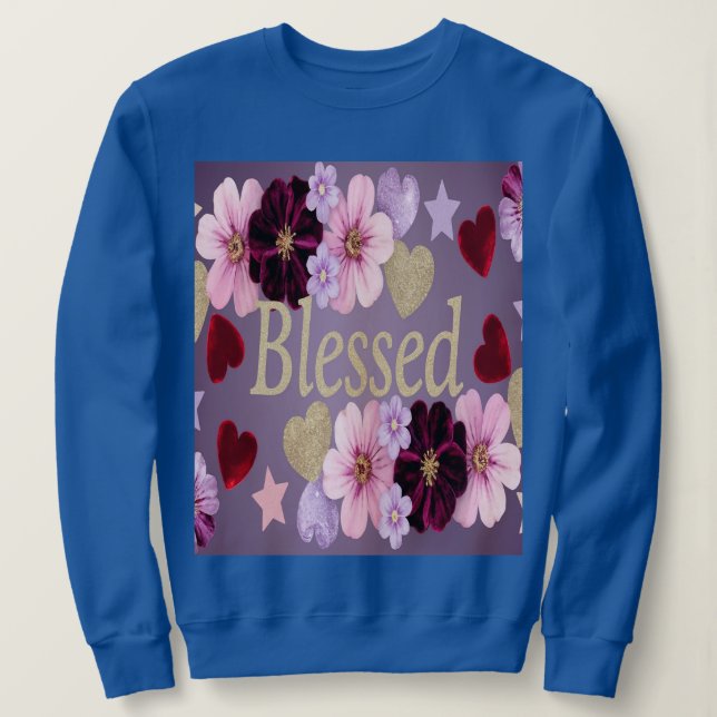 Sudadera Blessts Stars Flores Blue Sweatshirt (Anverso del diseño)