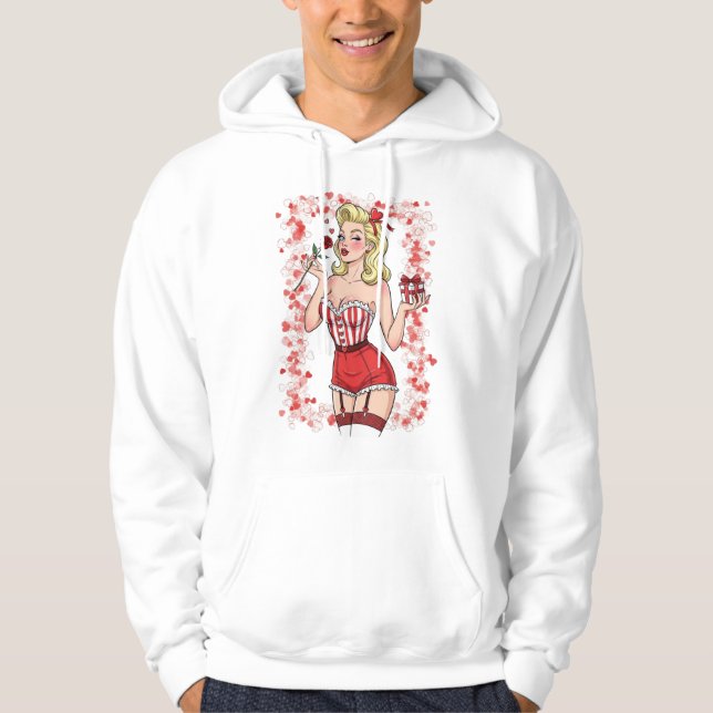 Sudadera Blonde Retro Valentine Pin-Up Girl (Anverso)