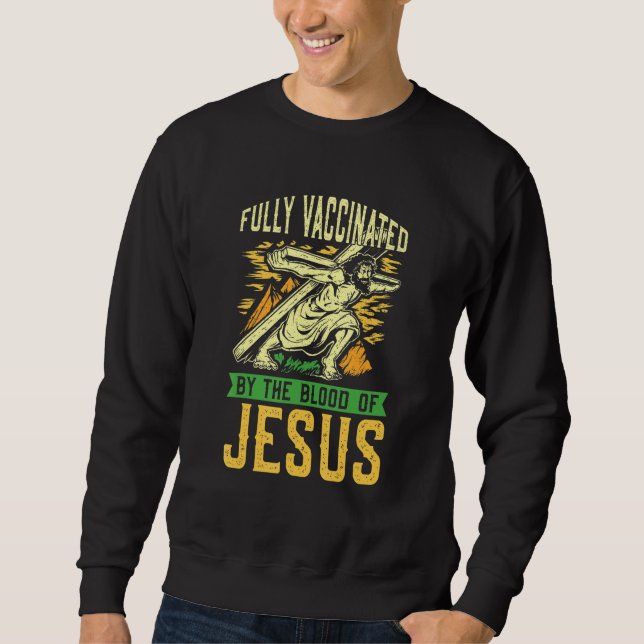 Sudadera Blood Of Jesus No Vaccine Anti Vax Anti Vaccine Ma (Anverso)