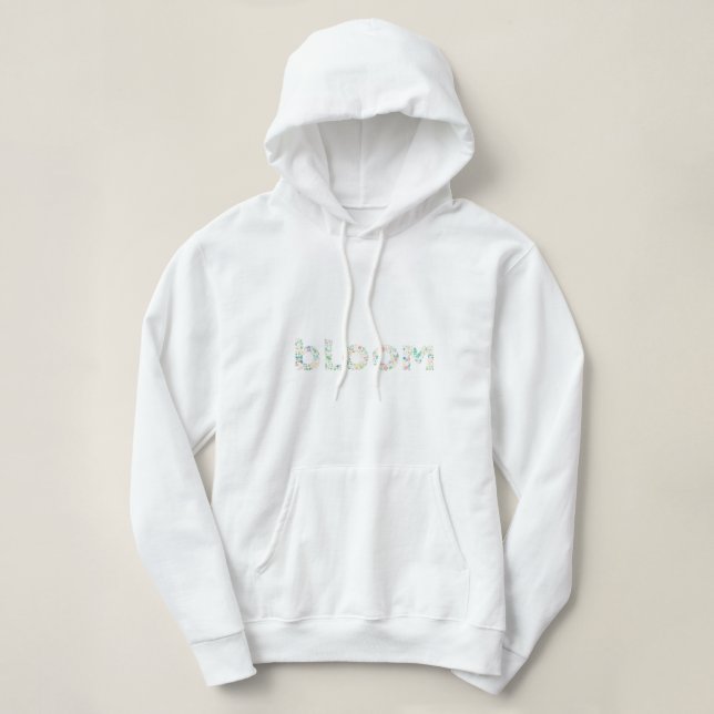 Sudadera “BLOOM Botanical Letter Art – Nature Inspired Word (Diseño del anverso)