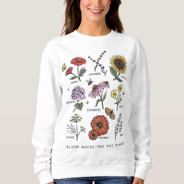Sudadera Bloom Donde Se Plantan Flores Botánicas (Anverso)