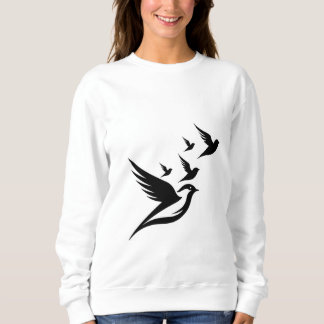 Sudadera Bloque de moda: elegante pájaro de manga completa