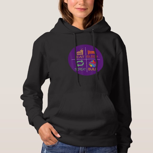 Sudadera Bloques Construir Ideas Dormir Comer Repetición (Anverso)