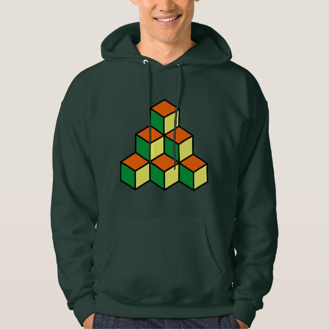 Sudadera Bloques geométricos - Naranja verde y amarillo (Anverso)