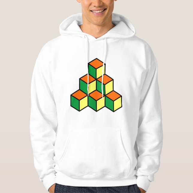 Sudadera Bloques geométricos - Naranja verde y amarillo (Anverso)