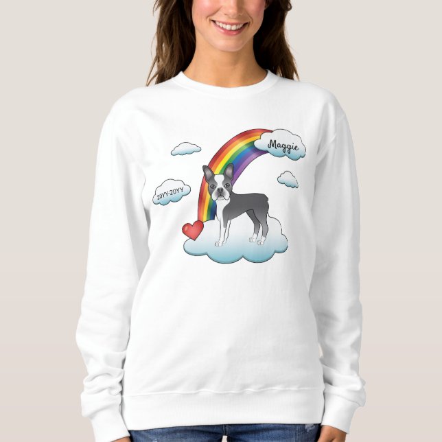 Sudadera Blue And White Boston Terrier Arcoíris Memorial (Anverso)