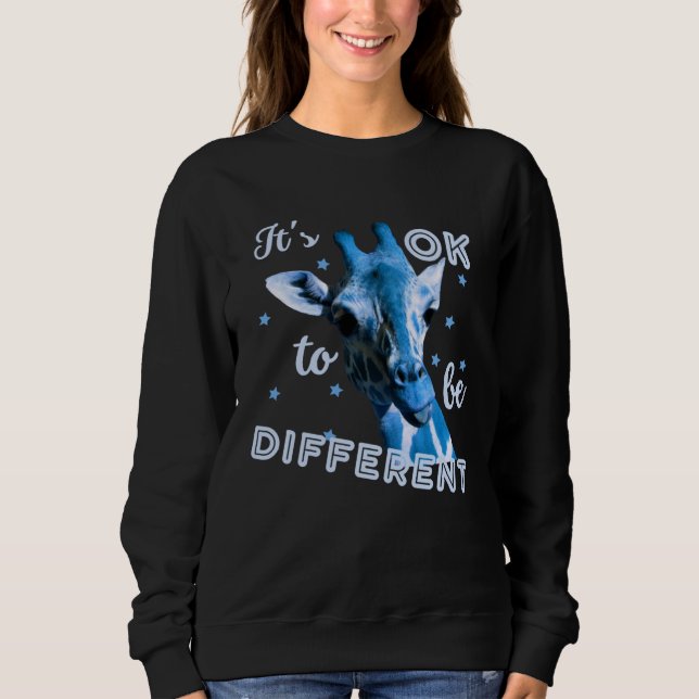 Sudadera Blue Autism Awareness Cute Giraffe Its Ok To Be Di (Anverso)