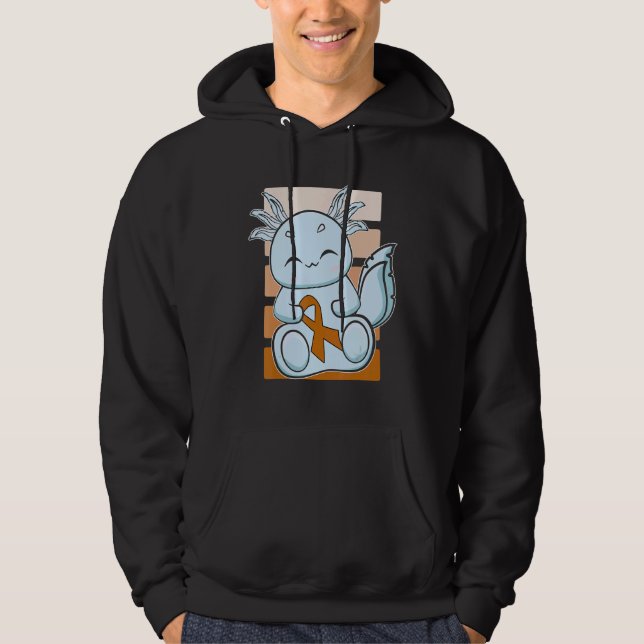 Sudadera Blue Axolotl With Orange Ribbon For Leukemia Aware (Anverso)