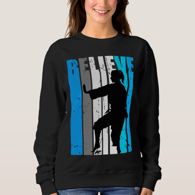 Sudadera Blue Believe Motivational Girls Karate Retro Graph (Anverso)