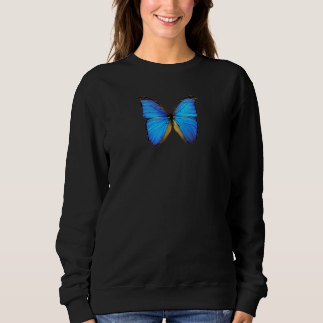 Sudadera Blue Butterfly Blue Monarch Grunge Aesthetic (Anverso)