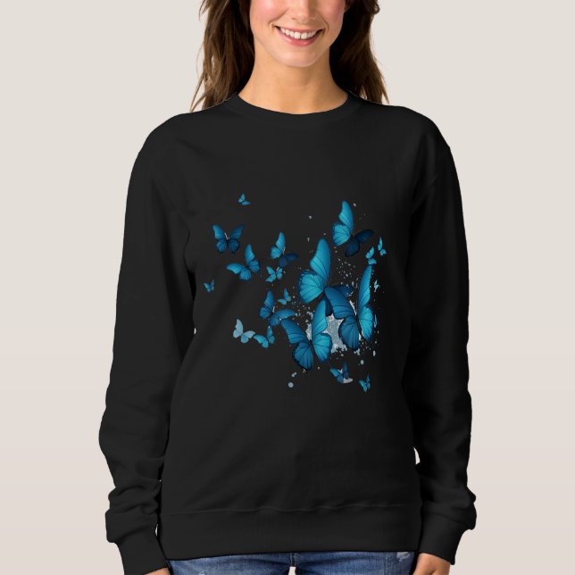 Sudadera Blue Butterfly Garden Beautiful Butterflies (Anverso)