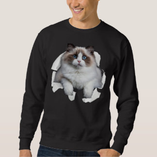 Sudadera Blue eye Kitten Torn Cloth Himalayan Birman Ragdol