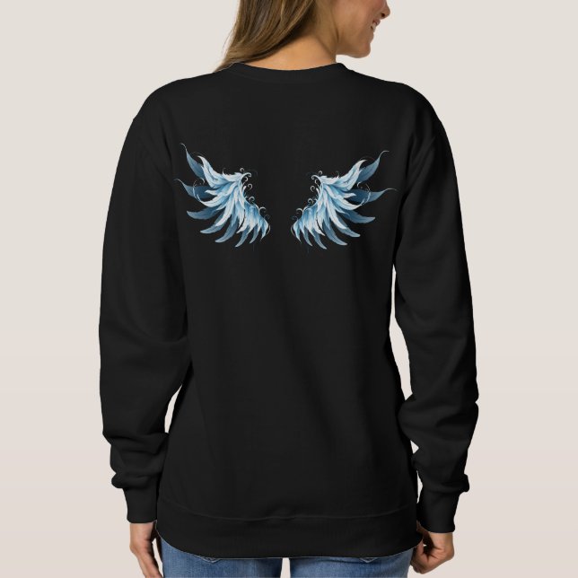 Sudadera Blue Glowing Angel Wings on black background (Reverso)