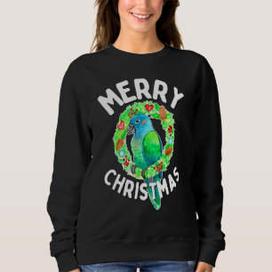 Sudadera Blue Heed Pionus Parrot Merry Christmas Wreath W