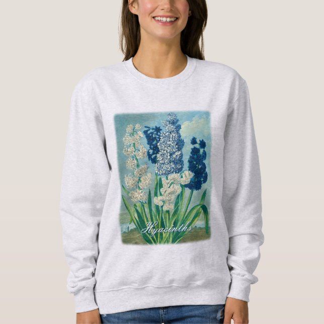 Sudadera Blue Hyacinths Arte Botánico Vintage (Anverso)