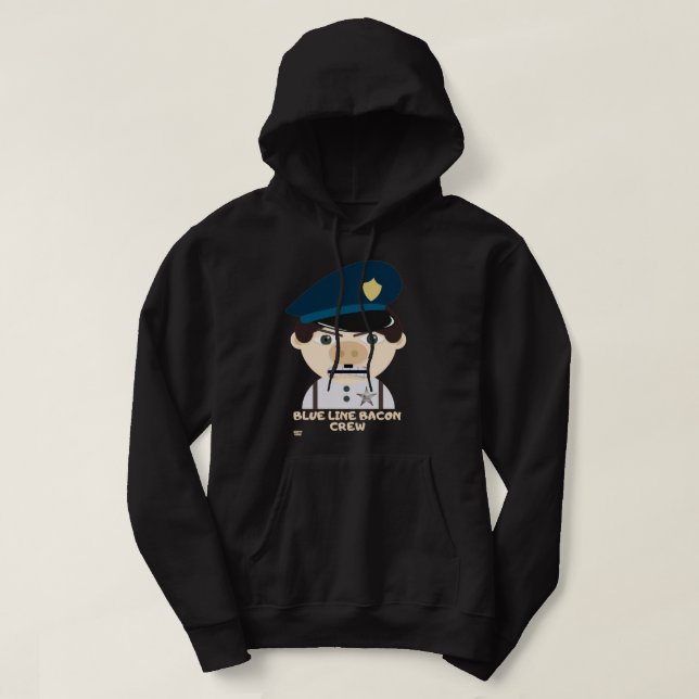 Sudadera "BLUE LINE BACON CREW" policía divertida (Diseño del anverso)