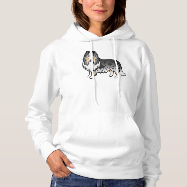 Sudadera Blue Merle Rough Collie Cute Cartoon Dog (Anverso)