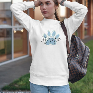 Sudadera Blue Paw Print Dog Mom Crewneck