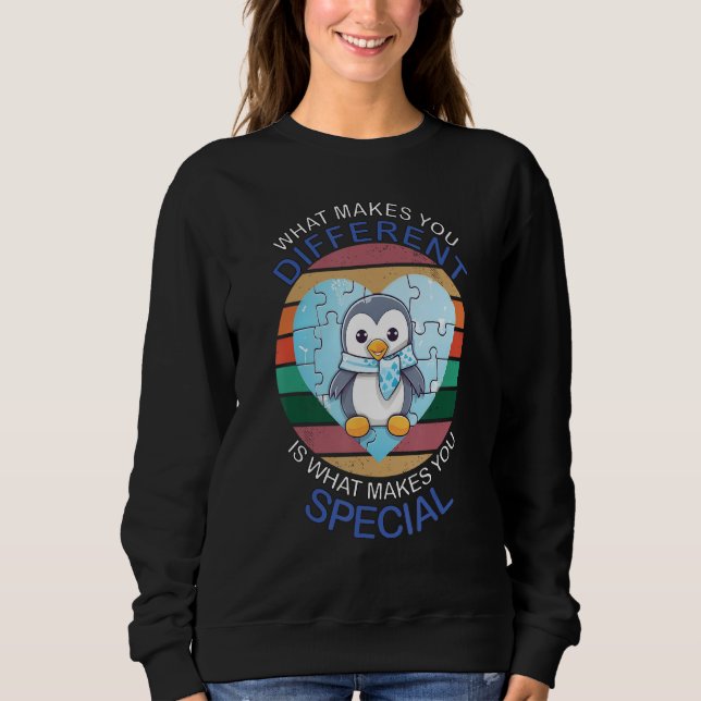 Sudadera Blue Puzzle Autism Child Awareness Penguin (Anverso)