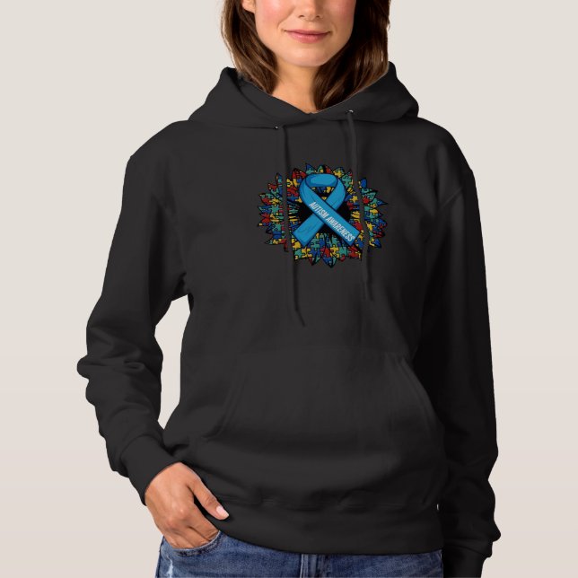 Sudadera Blue Ribbon Autism Sunflower In April We Wear Blue (Anverso)