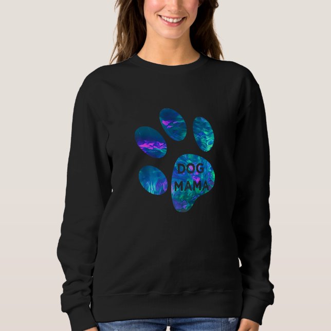 Sudadera Blue teal purple Dog mama and paw print dogs mothe (Anverso)