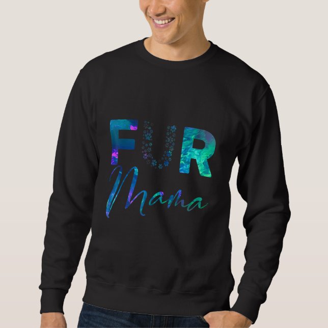 Sudadera Blue teal purple Fur mama paw print heart puppy do (Anverso)
