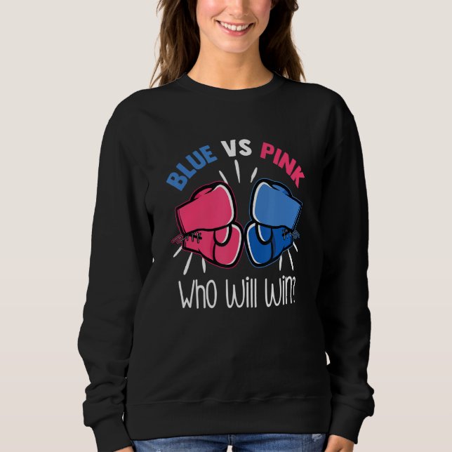 Sudadera Blue Vs Pink Quien Ganará Gracioso Esperando A Su  (Anverso)