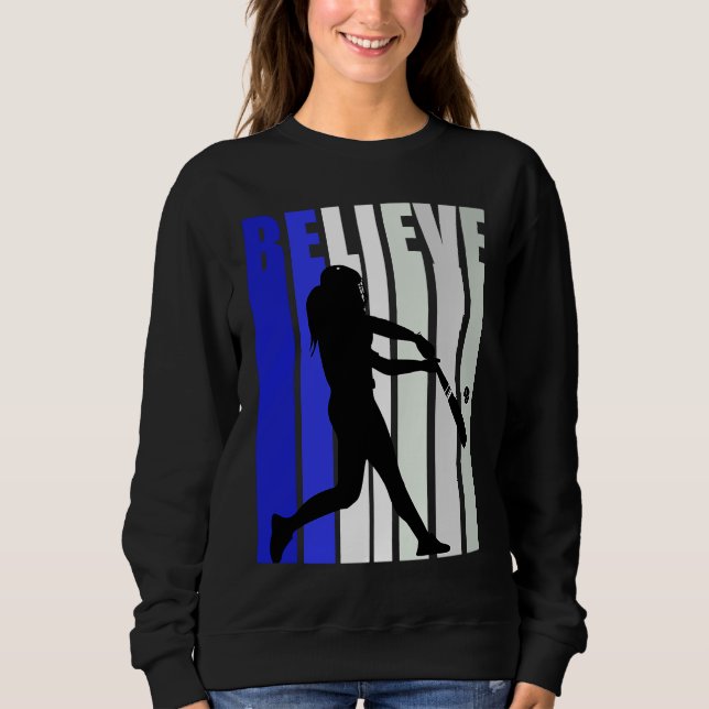 Sudadera Blue Womens Believe Baseball Inspirational Softbal (Anverso)