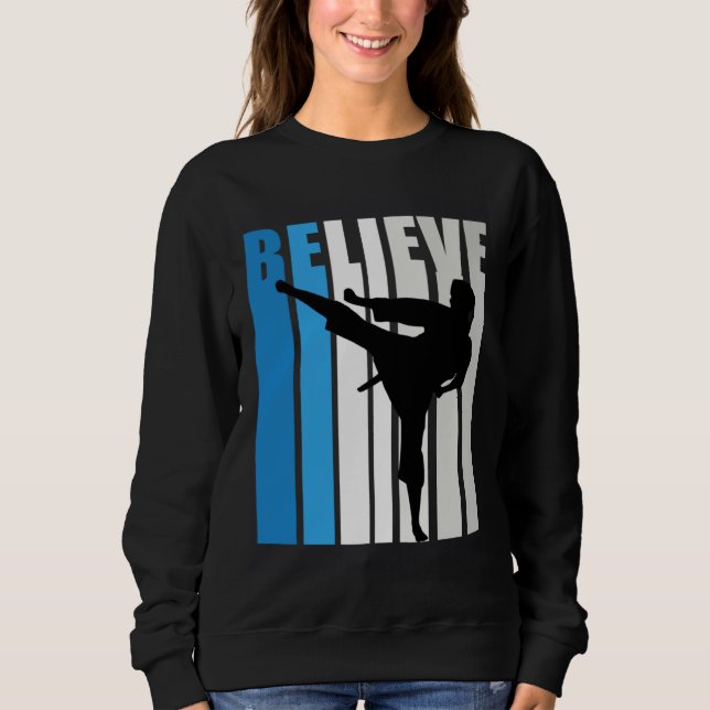 Sudadera Blue Womens Believe Jiu Jitsu Motivational Retro G (Anverso)