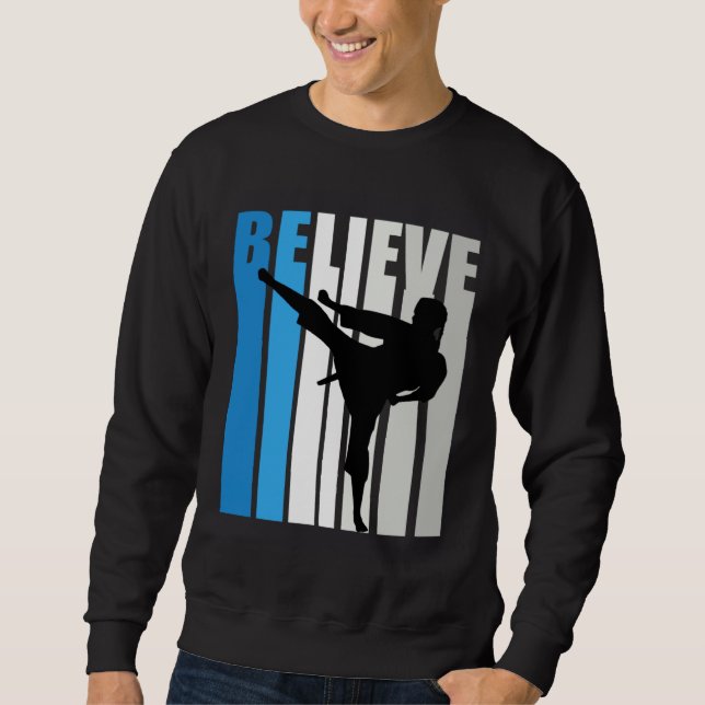 Sudadera Blue Womens Believe Jiu Jitsu Motivational Retro G (Anverso)