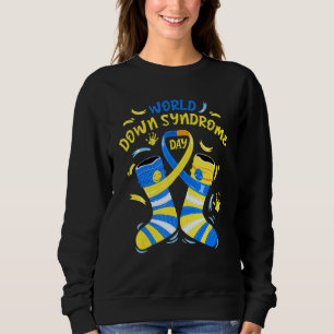 Sudadera Blue Yellow Sock 21 Awareness Day Ribbon World Dow