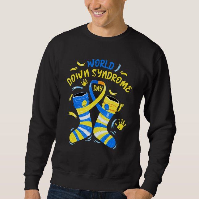 Sudadera Blue Yellow Sock 21 Awareness Day Ribbon World Dow (Anverso)