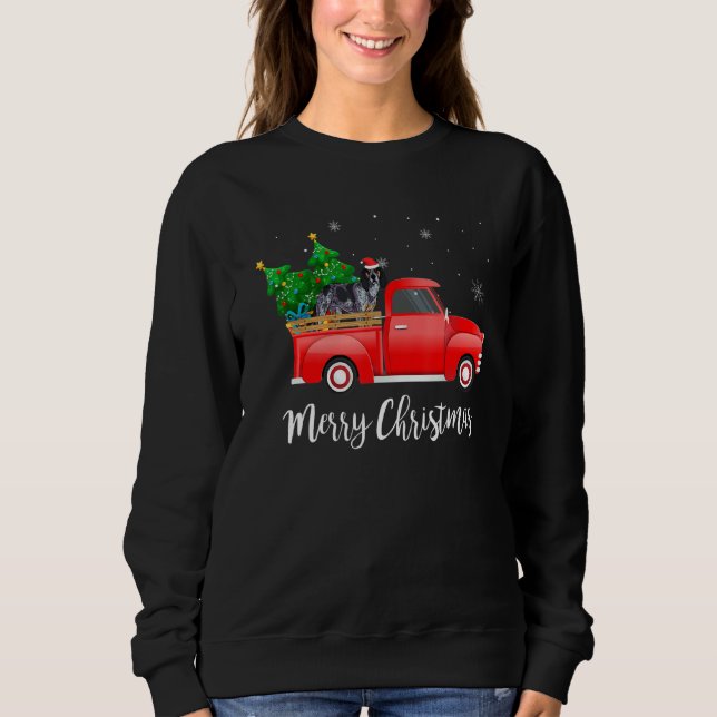 Sudadera Bluetick Coonhound Dog Riding Red Truck Christmas (Anverso)