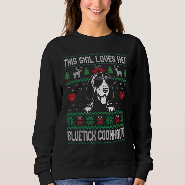 Sudadera Bluetick Coonhound Girl Cool Ugly Christmas for Do (Anverso)