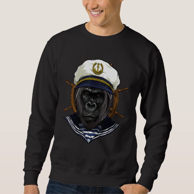 Sudadera Boat Captain Gorilla Monkey Boat  Boat Owners Sail (Anverso)