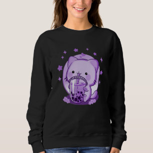 Sudadera Boba Cat Beber Boba Tea Cute Cat Funny Japonés
