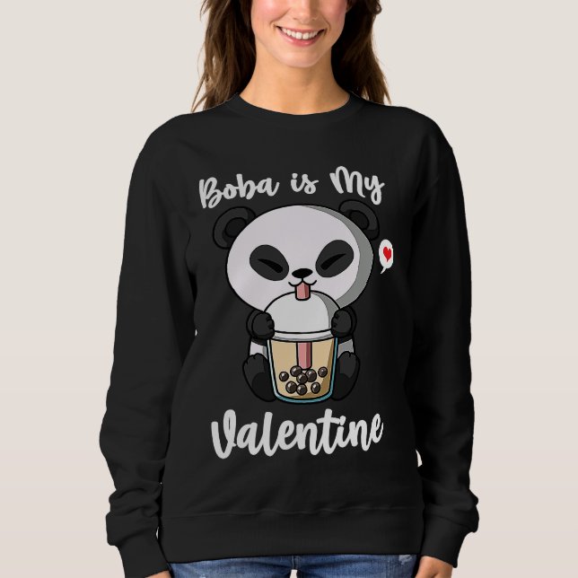 Sudadera Boba Tea is My Valentine Panda Bear Anti Valentine (Anverso)