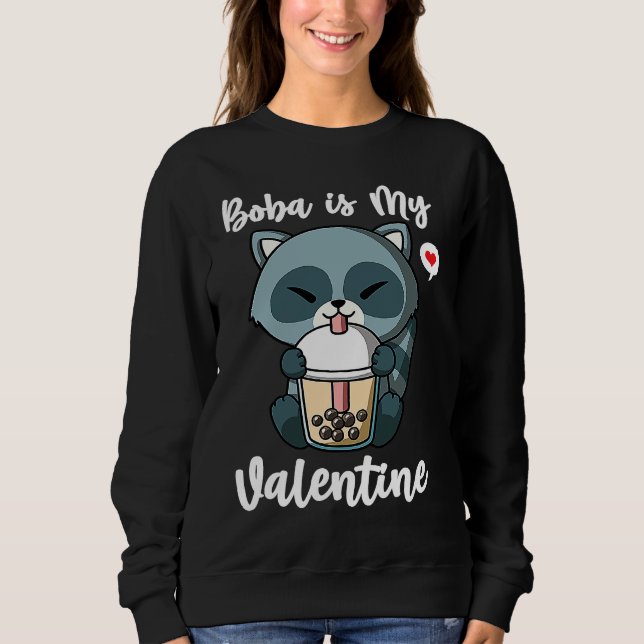 Sudadera Boba Tea is My Valentine Raccoon Anti Valentines D (Anverso)