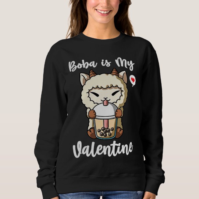 Sudadera Boba Tea is My Valentine Sheep Anti Valentines Day (Anverso)