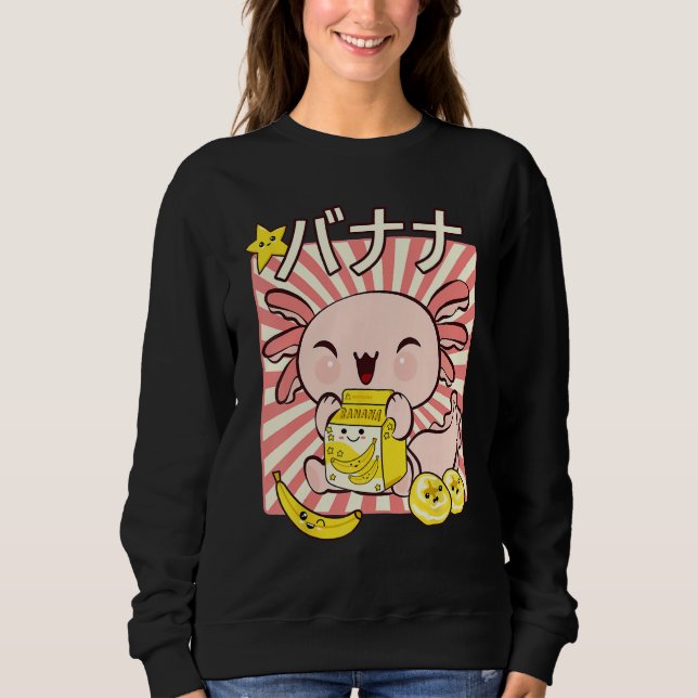 Sudadera Bobalotl Axolotl Banana Milk Carton Drinking Boba  (Anverso)