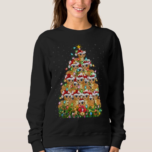 Sudadera Bobcat   Xmas Lights Santa Bobcat Christmas Tree (Anverso)