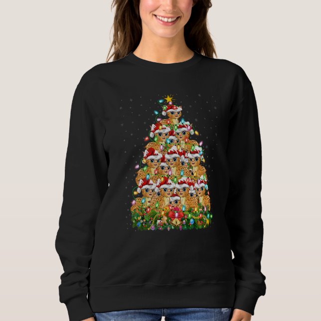 Sudadera Bobcat  Xmas Lights Santa Bobcat Christmas Tree (Anverso)