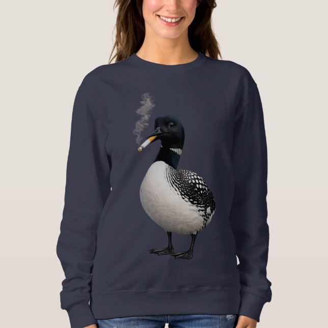 Sudadera bobo pájaro lobo canadiense somorgujo común meme d (Anverso)